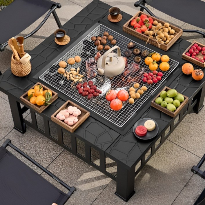 그릴로우 화로대 캠핑 바베큐그릴 불멍 화롯대 솥뚜껑 석쇠 화덕 숯불 야외 가정용, 1개