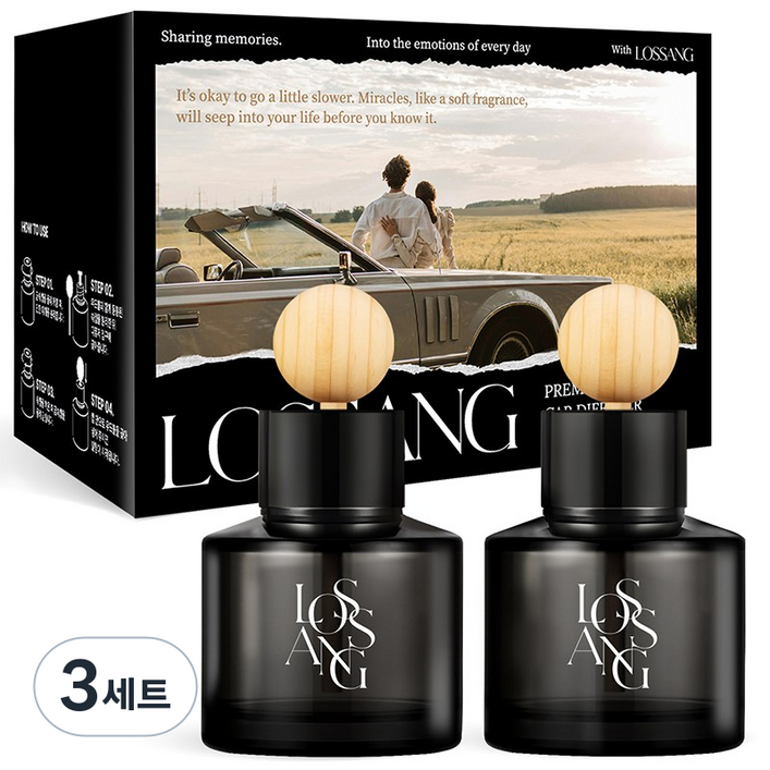 로쌩 퍼퓸 대용량 차량용 방향제 디퓨저 2p + 우드볼스틱 2p 세트, 3세트, 화이트머스크