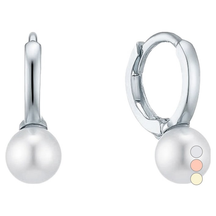 로이드 여성용 심플 포인트 펄 10K 골드 원터치 링 귀걸이  쇼핑백