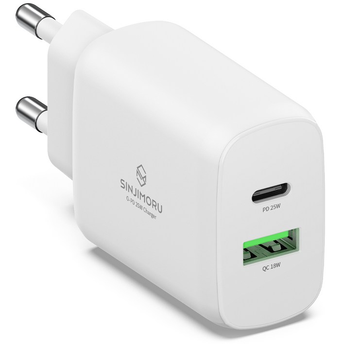 신지모루 오피디 25W GaN 듀얼포트 PPS 초고속 PD 충전기, 화이트, 1개