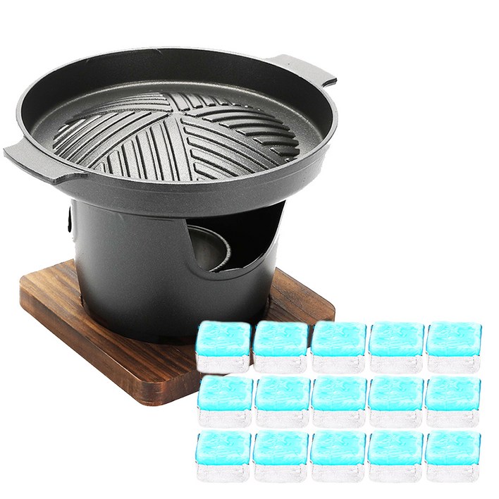 뉴비아 원형 미니화로  에탄올 고체연료 30g x 15p 세트, 17 x 17 x 2.0 cm, 1세트