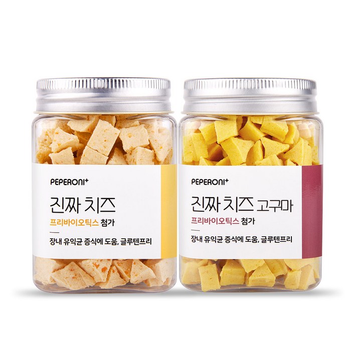 페페로니 프리바이오틱스 반려동물 간식 2종 세트, 치즈, 치즈 고구마 혼합맛, 1세트