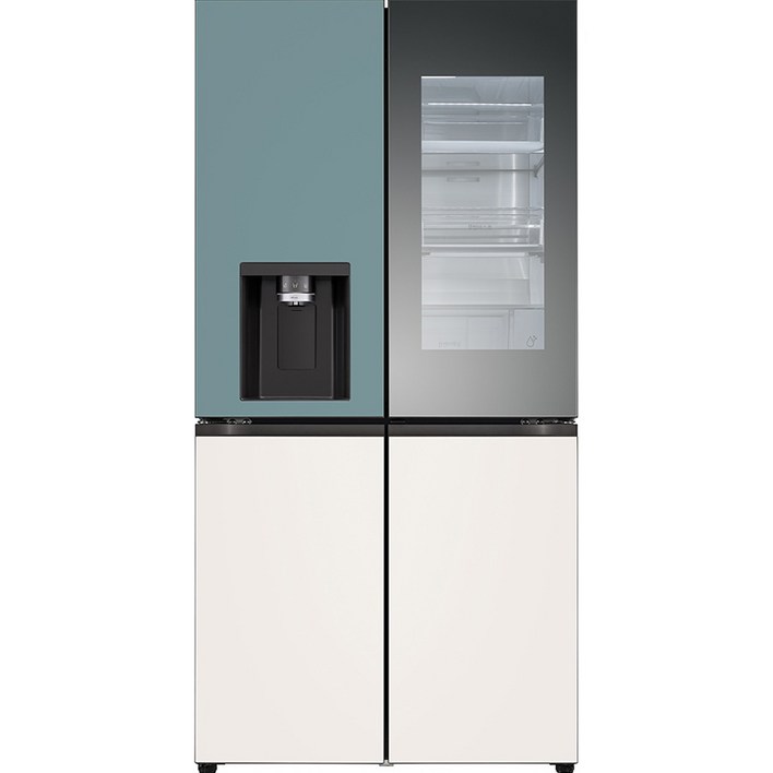 LG전자 오브제컬렉션 얼음정수기 디오스 4도어 냉장고 글라스 820L 방문설치, W823AAA472(W823GTB472S), 클레이 민트(상단), 베이지(하단) 7069789078