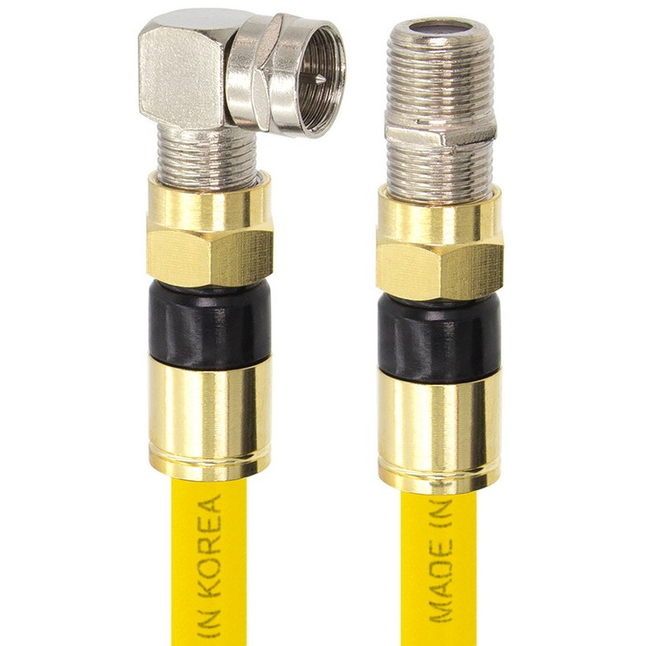 솔탑 국산 골드 고급형 RF 안테나 옐로우 꺾임 연장 TV 동축 수제작 케이블, 50M SOLTOP1302, 1개