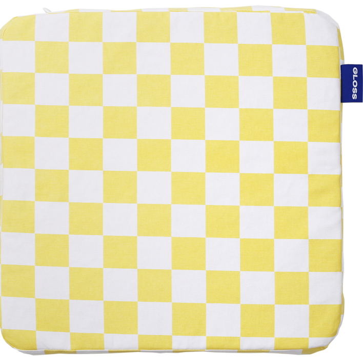 GLOSS 체커보드 클라우드 쿠션 사각형, 레몬