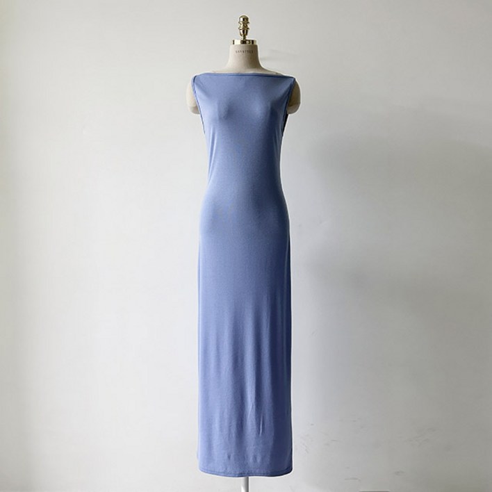 세이스타일 여성용 알렌 슬리브리스 골지 슬림 롱 원피스