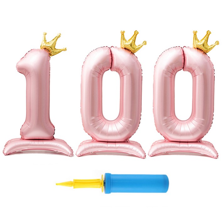 올리브파티 스탠딩 숫자 은박호일풍선 세트, 핑크, 1세트