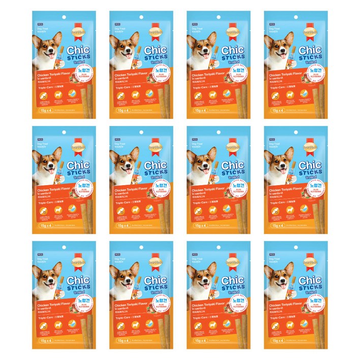 스마트하트 칙스틱 강아지 노령견 소프트 져키 간식 4p, 닭고기데리야끼, 60g, 12개 스마트하트 칙스틱 강아지 노령견 소프트 져키 간식 4p, 닭고기데리야끼, 60g, 12개