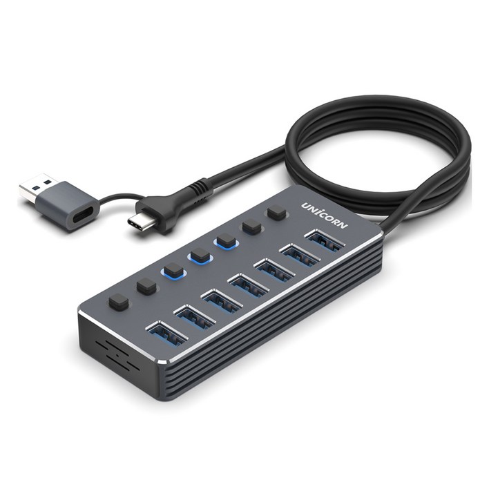 유니콘 USB3.2 Gen1 7포트 USB 허브 1.2m NH-700SW