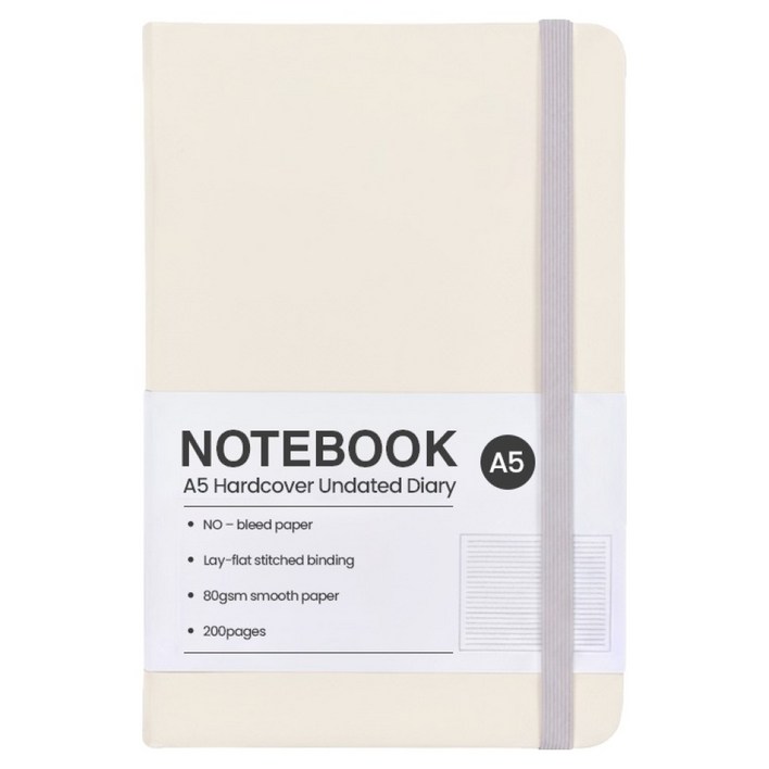 모더너리 A5 하드커버 업무용 플래너 만년 다이어리, 크림 화이트, 1개