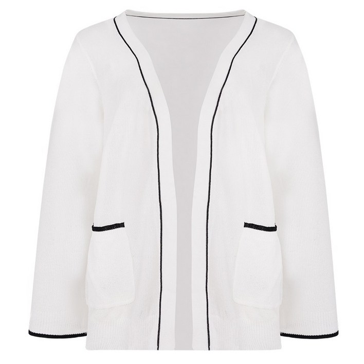 올리비아하슬러 여성용 모던 루즈 배색 라인 가디건 OHDMSW902