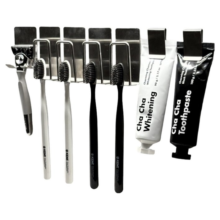 홈나나 2세대 올 스텐 칫솔걸이 4인 세트, 스테인레스, 1세트