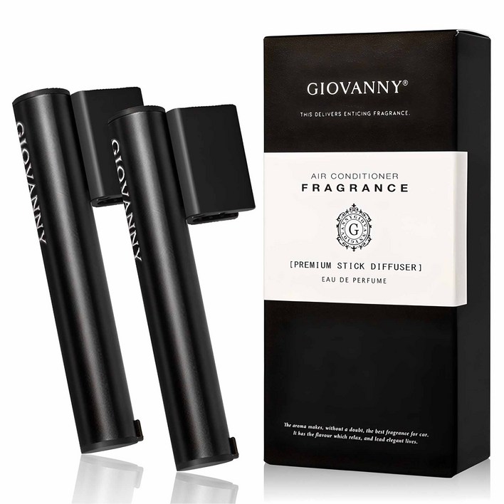 GIOVANNY 파워스틱 차량용 디퓨저 케이스 매트블랙 2p 리필 4p 1세트, 매트블랙화이트머스크, 1세트