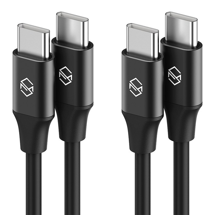 신지모루 C to C PD 고속충전 케이블 60W 2p, 블랙, 2m, 2개