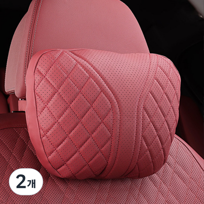 크로니클 전차종 호환 바이버 프리미엄 차량 목쿠션, 레드, 2개