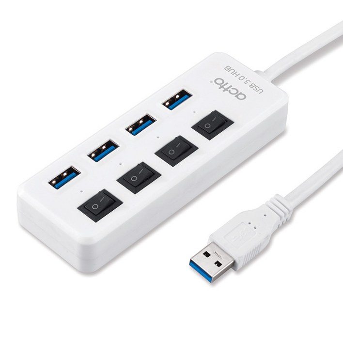 엑토 스피드업 USB 3.0 4포트 허브 HUB33, 화이트 엑토 스피드업 USB 3.0 4포트 허브 HUB33, 화이트