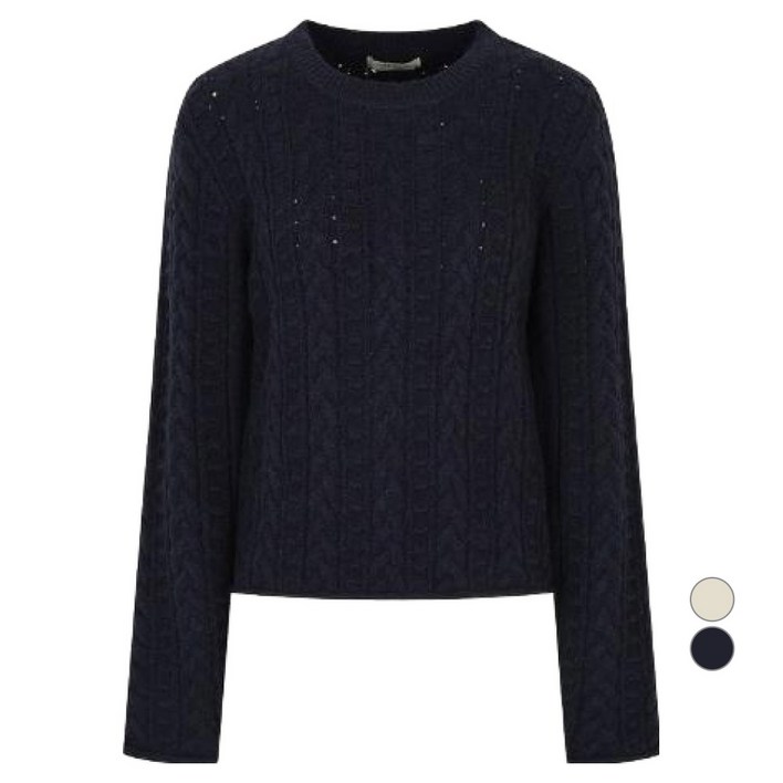 더아이잗 여성용 뉴욕 펀칭 케이블 짜임 풀오버 니트 INAP1PO53