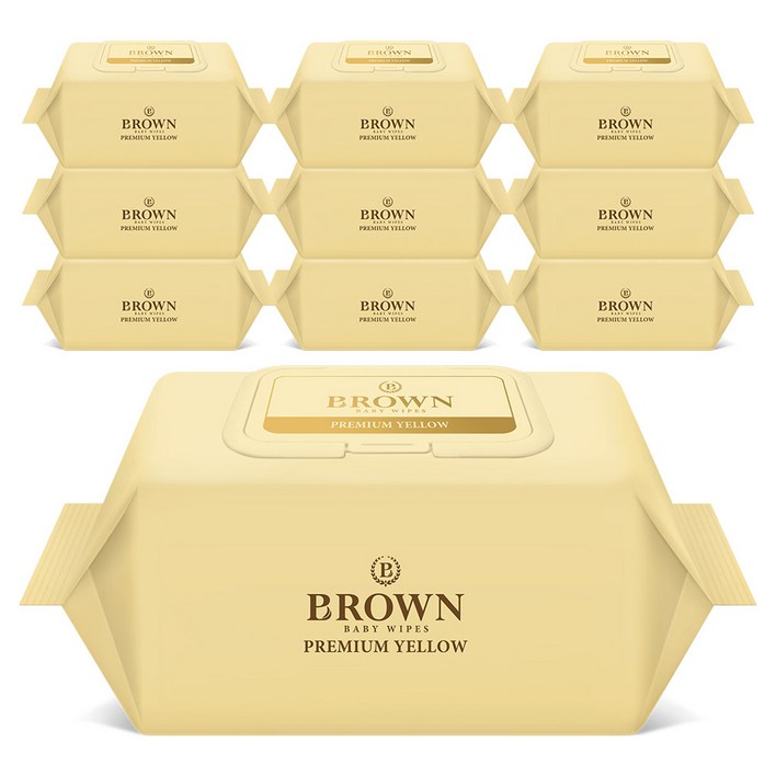 브라운 프리미엄 옐로우 아기물티슈 캡형