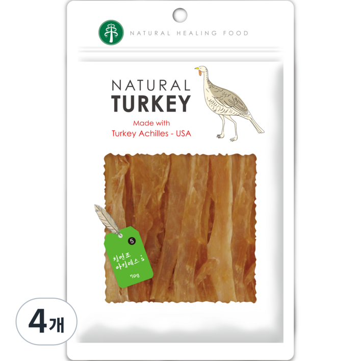 네츄럴코어 강아지 아킬레스S 힘줄 육포, 칠면조, 70g, 4개