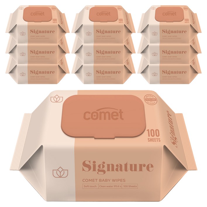 코멧 시그니처 아기물티슈 엠보싱 캡형 저자극 더마테스트 인증