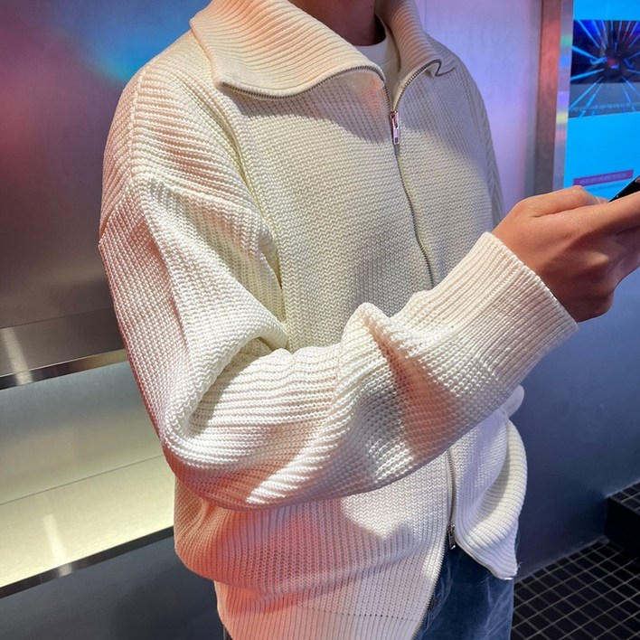 콘피아르 투웨이 베이직 니트 집업 스웨터 TC9701