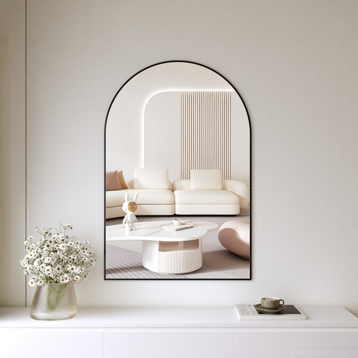 뷰티피크 벽거울 아치형 400 x 600 mm, 블랙