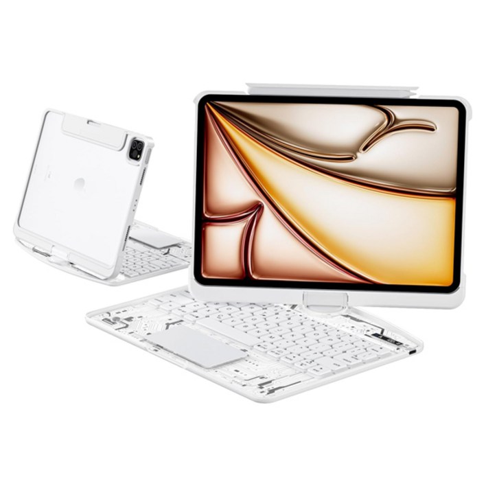 아이플로우 블루투스 키보드 크리스탈 케이스, 투명화이트, 1개