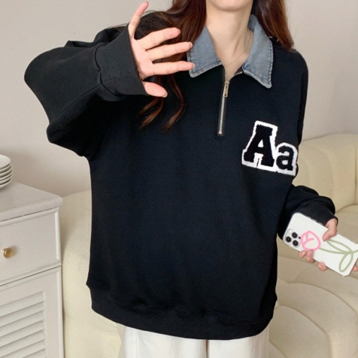 피어니스트 에이 카라 반집업 맨투맨