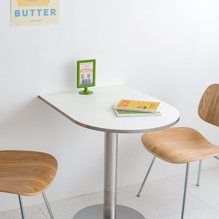 홈카페 반타원 테이블 800 화이트 반원식탁, 2인용, 화이트