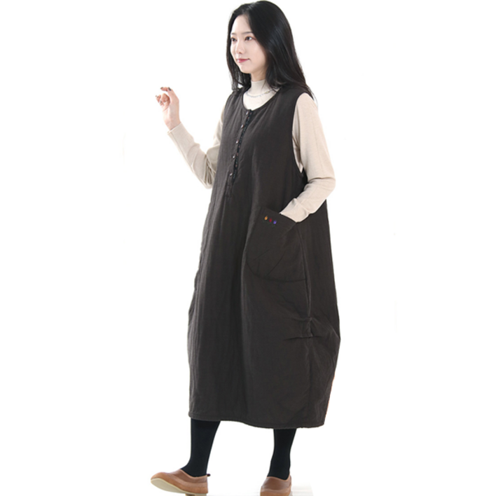 NG5494 꽃포켓 반오픈 본딩 롱원피스