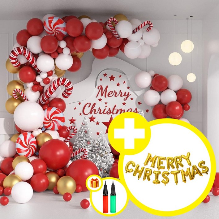 크리스마스 세트 풍선 가랜드 파티장식 소품 혼합풍선 트리 데코 홈파티용품 에브리띵스마일 1077, 1세트, 타입 5
