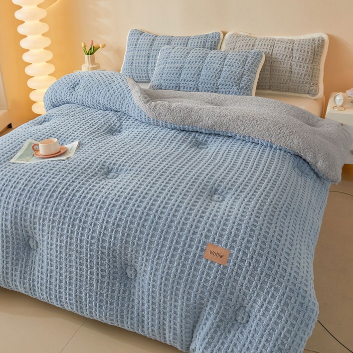 LINSHU 겨울 극세사 이불 두툼 양면 융털