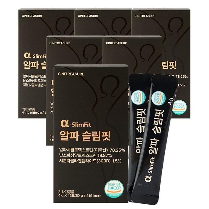 지니트레저 알파CD 알파슬림핏 알파시클로덱스트린 3310mg 고함량 15포, 6개, 60g