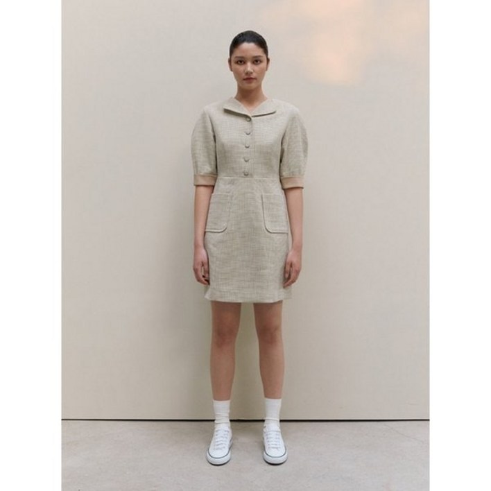 모한 TWS SLANT COLLAR TWEED DRESS 2 COLOR 174372