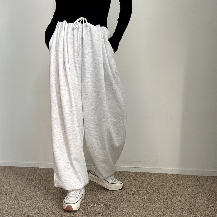 에이치스 왕오버핏 88까지 빅사이즈 허리배색 핀턱 벌룬 루즈핏 투웨이 조거 트레이닝팬츠