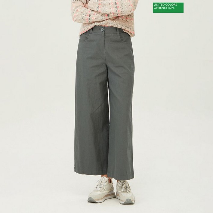 베네통 밴딩 와이드 린넨 팬츠 BAPT05411