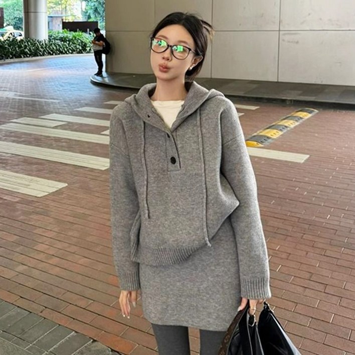 메이킹유 후드 니트 스커트 투피스 WB2249아르벨세트