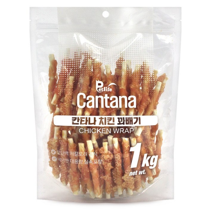 칸타나 치킨 3kg 대용량강아지간식, 3개, 1kg, 치킨꽈배기(치킨스틱)