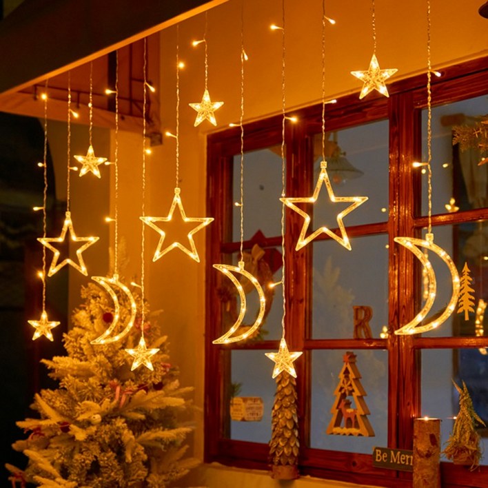 캠핑 하트 빛축제 달별 크리스마스 알전구 LED 줄조명, 1개, 달별