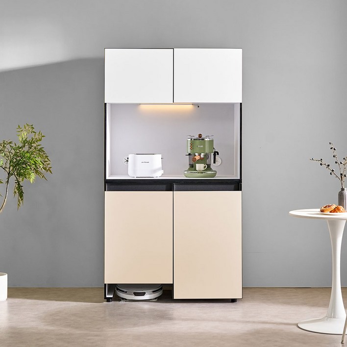 지오 비스포크 800 1000 1200 광폭 상부장 하부장 로봇청소기형 주방수납장 오브제 빌트인 전자렌지대