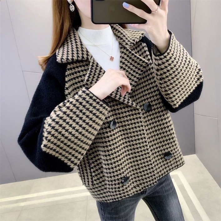 COSYEVNO 여성 정장자켓 겨울 빈티지 엘레강스 스타일리시 신상 옥스포드 체크 오버핏 숏 슬림핏 코트 CXJxf5