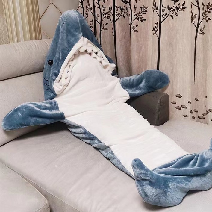 룸스모아 캠핑 입는담요 소프트 플란넬 상어 침낭 동물잠옷 룸스모아 캠핑 입는담요 소프트 플란넬 상어 침낭 동물잠옷