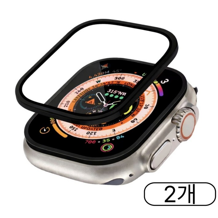 케이디리빙 애플워치 울트라 호환 강화유리 보호 필름 알루미늄 풀커버 케이스
