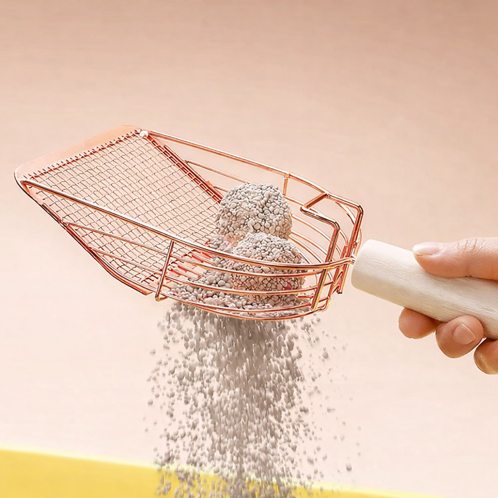 소피네 핑크스테인리스 고양이 모래삽, 1개, 로즈골드