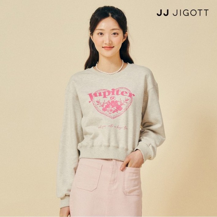 JJ지고트    크롭 프린트 맨투맨 티셔츠 GP3P0TS301
