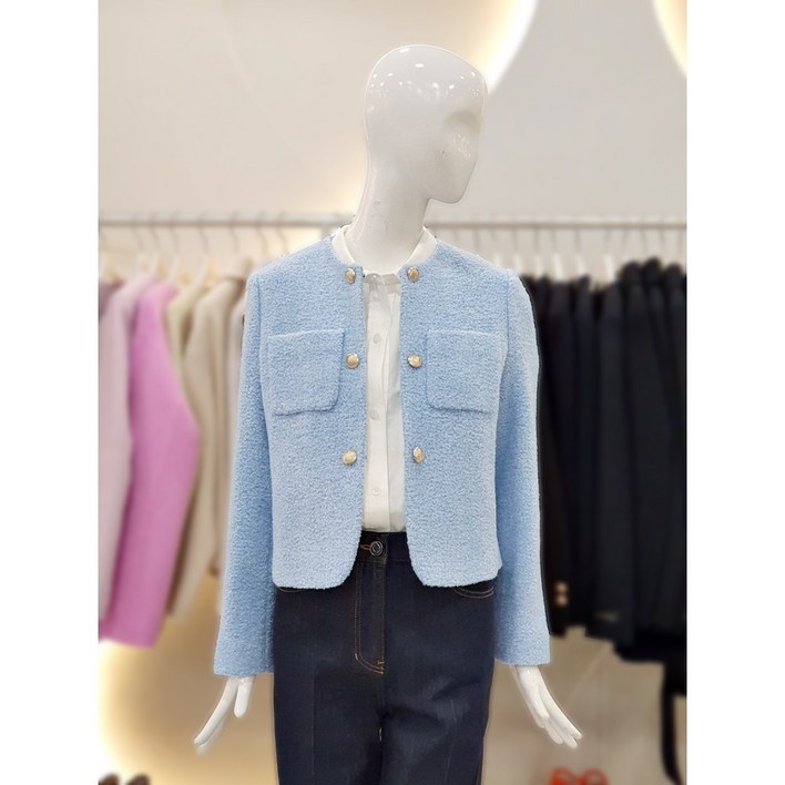 씨씨콜렉트 노카라 모혼방 크롭 자켓