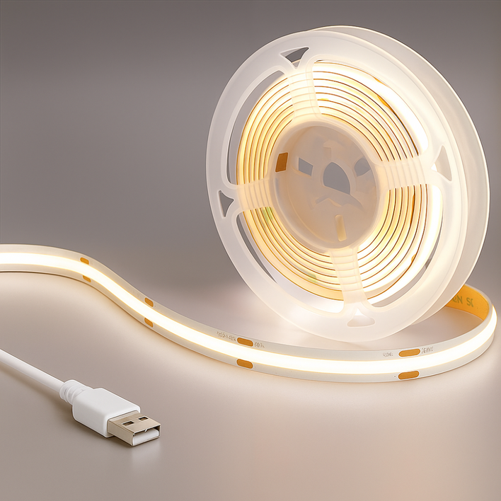 원그리드 USB COB LED 스트립 줄조명 5m 터치 밝기조절 플렉시블, 1개, 주광색