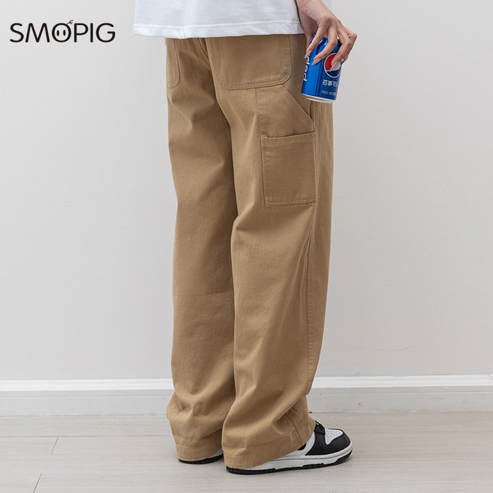 SMOPIG 남자 와이드 팬츠 순면으로 만든 두툼하다 춘추 캐주얼 바지 내마모성카고바지 널찍하다 드리움 SMOPIG 남자 와이드 팬츠 순면으로 만든 두툼하다 춘추 캐주얼 바지 내마모성카고바지 널찍하다 드리움