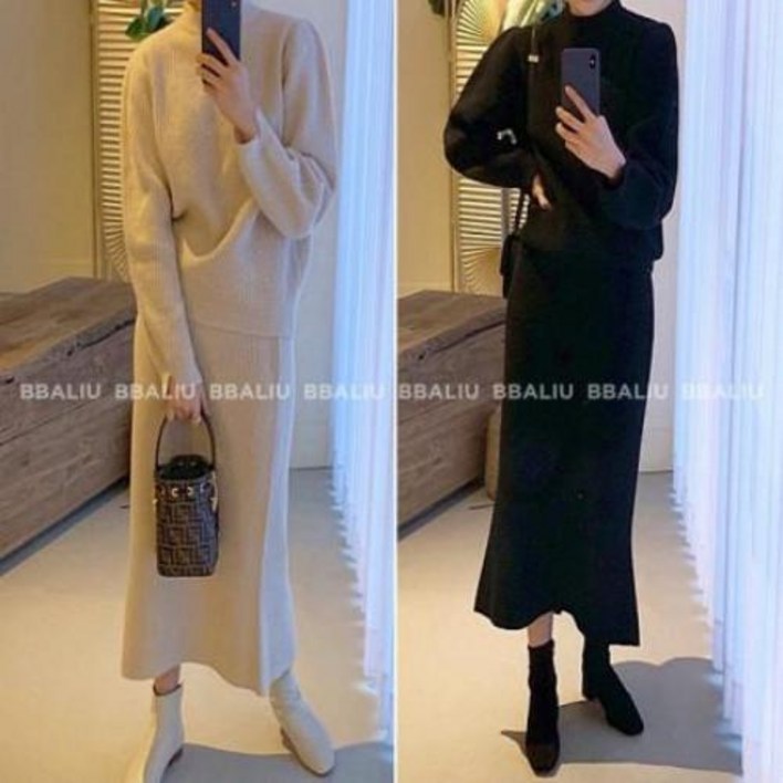 보웬 하찌 퍼프 니트 스커트 [개별옵션]