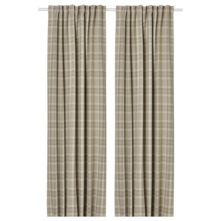 이케아 헤그베크말 반암막 커튼 2장 베이지 145x250cm